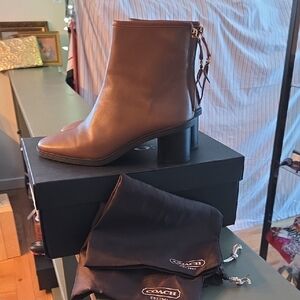 Coach Dark Brown Leather Ankle Booties